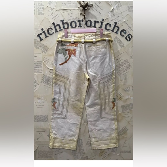 Free People Electric Sands Embroidered Pants We The Free Floral Stitching Rope - Picture 8 of 8